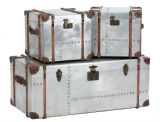 Aerospace Set of 3 Tarnished Silver Metal Trunks